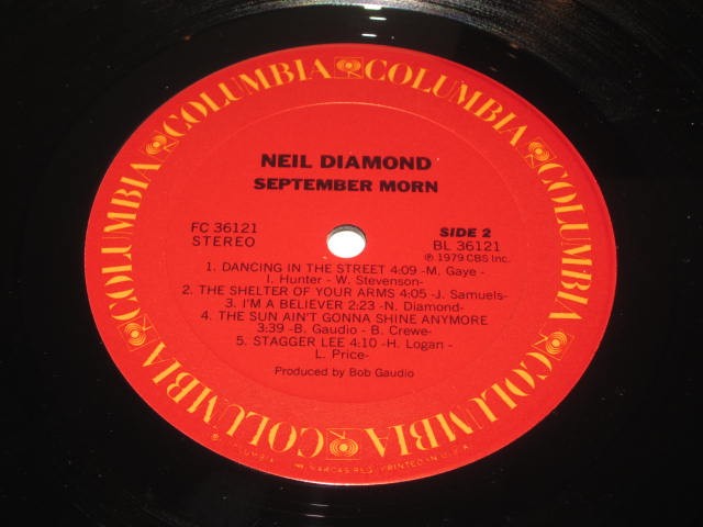 NEIL DIAMOND-SIGNED- "SEPTEMBER MORN" LP VINYL- AUTHENTICATED HOLOGRAM AND CERT