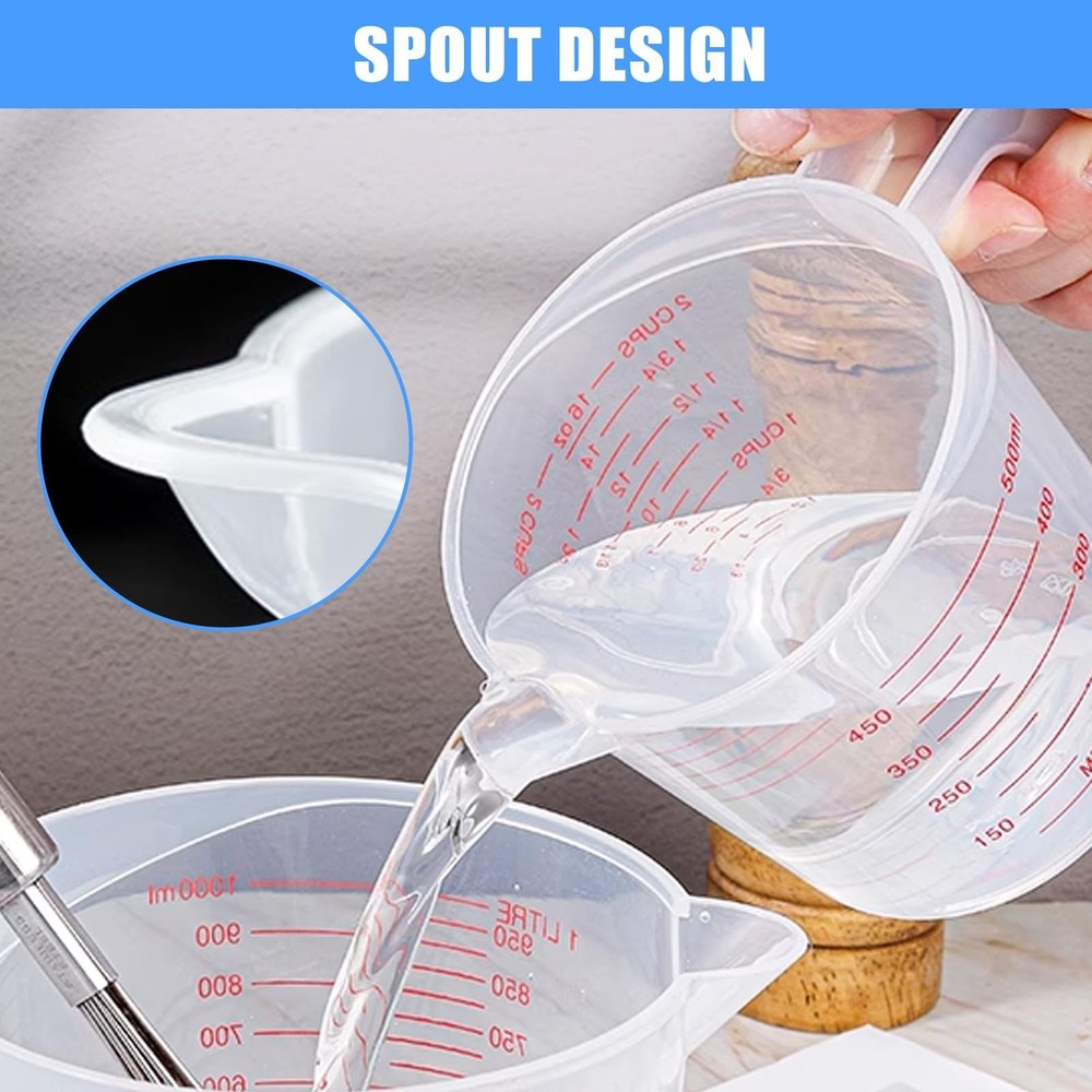2 Pack Measuring Cup Set, Includes 250Ml (1-Cup), and 500Ml (2-Cup) Plastic L...