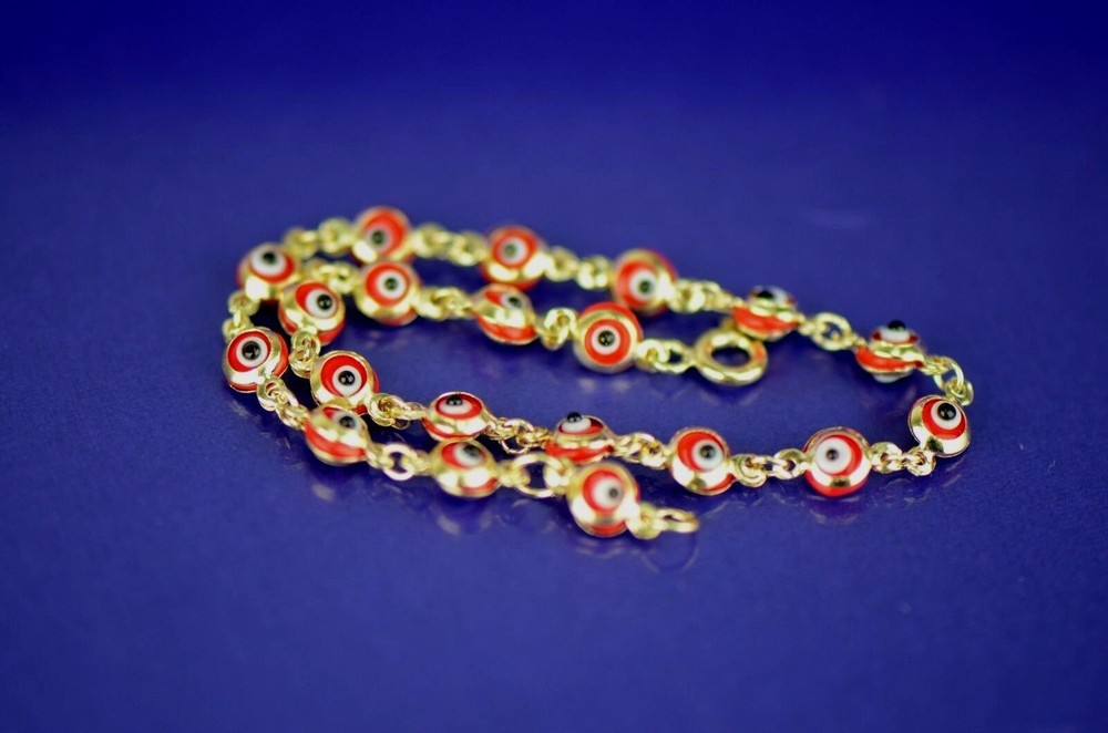 14k Yellow Gold Evil Eye Bracelet