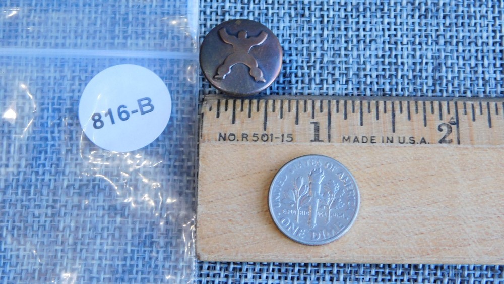 Antique Vtg Uniform Work Stud Button Aprx: 11/16" #816-B