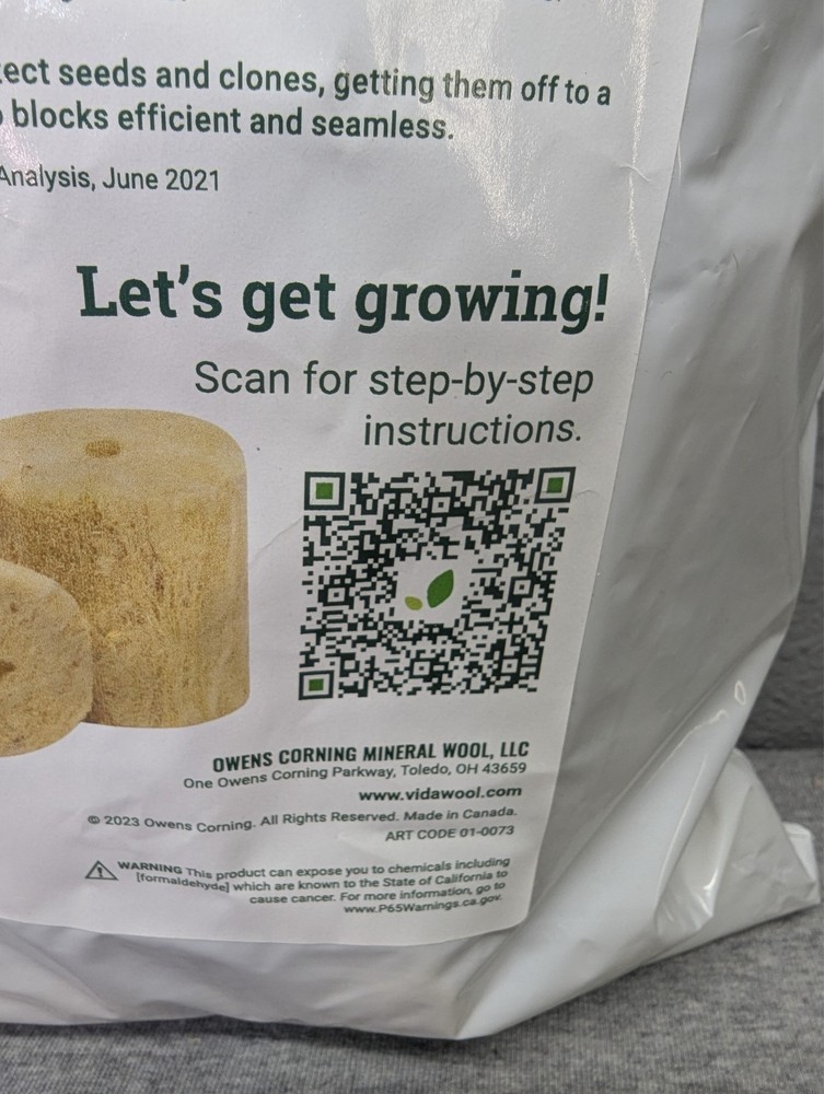 VidaWool Rockwool Seed Starter Plugs 50ct 1.5"