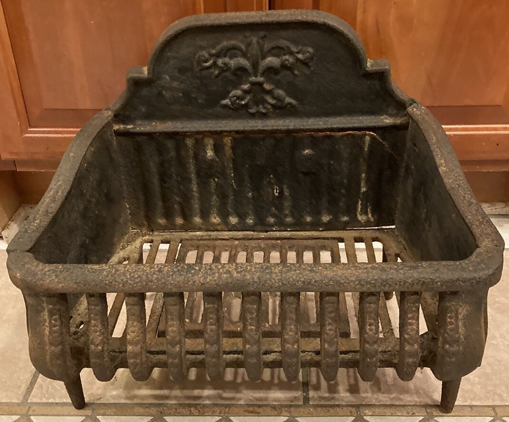Victorian Cast Iron Coal Fireplace Basket Original