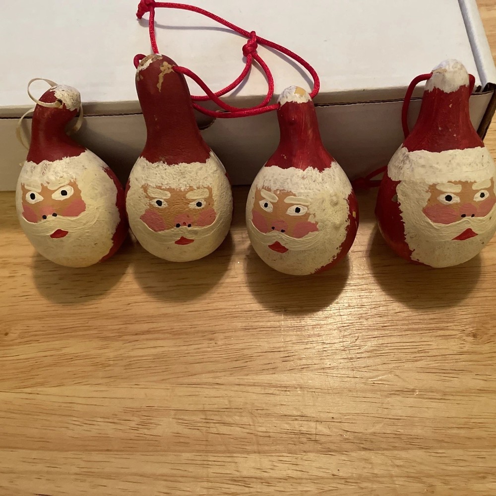 Small Santa Painted Gourds 4 In Group