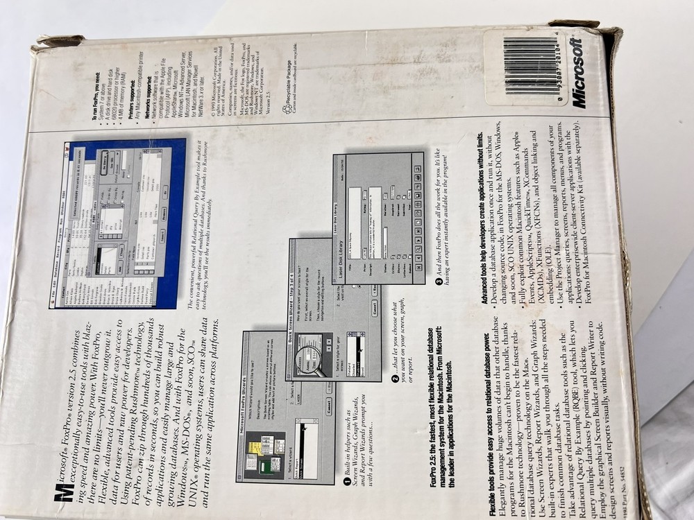 Vintage Microsoft FoxPro 2.5 Macintosh Relational Database System Complete Boxed