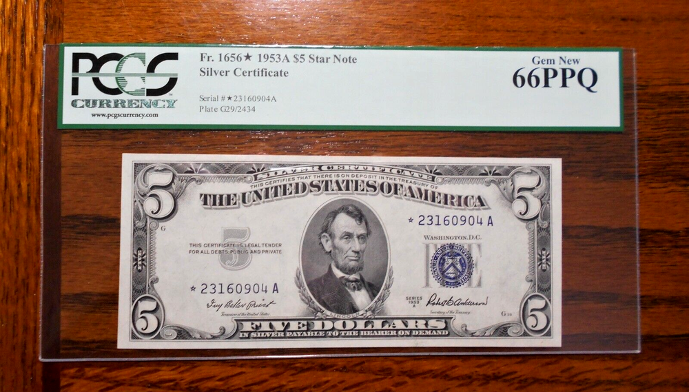 1953A $5 Silver Certificate Star Note ⭐ PCGS 66 PPQ