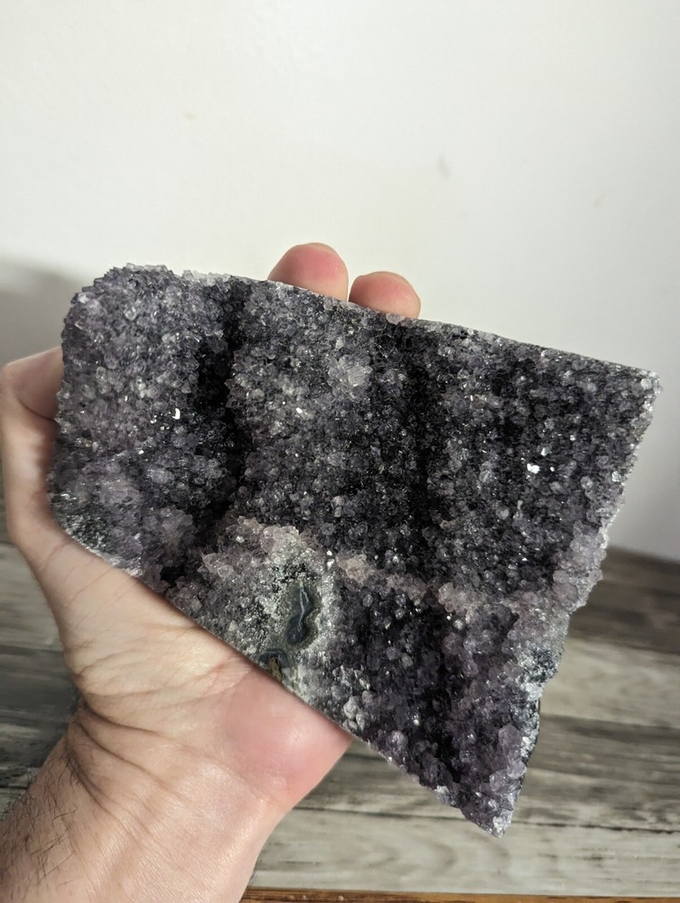 2 Amethyst standing cut base crystals geodes plus 3 oco geodes. 5 pounds lbs