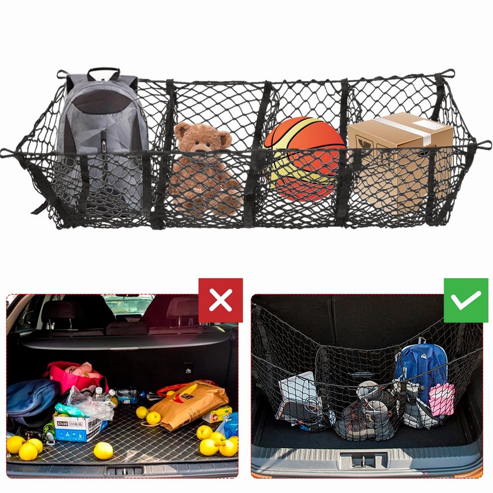 4 Pocket Rear Trunk Envelope Style Mesh Organizer Cargo Net for NISSAN FRONTIER