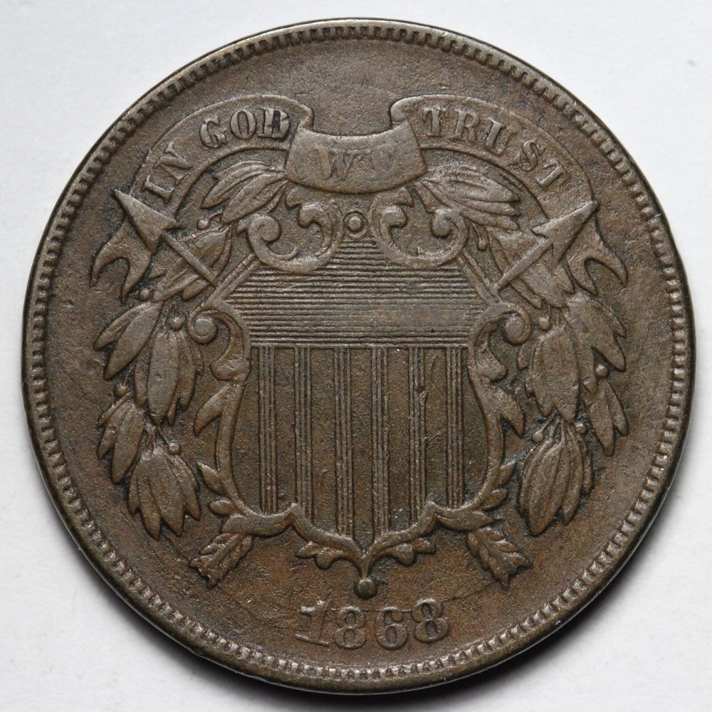 1868 Two Cent Piece CHOICE XF E545 JMU