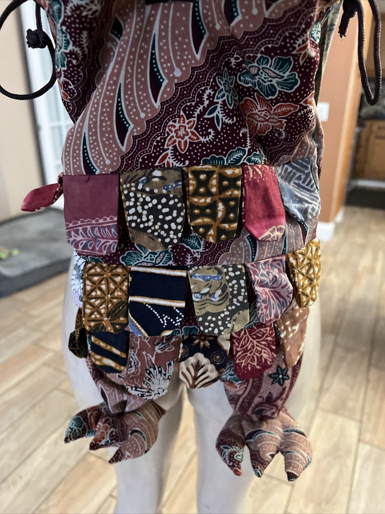 Hand Made Owl Patchwork Backpack Fabric Boho Defect c4