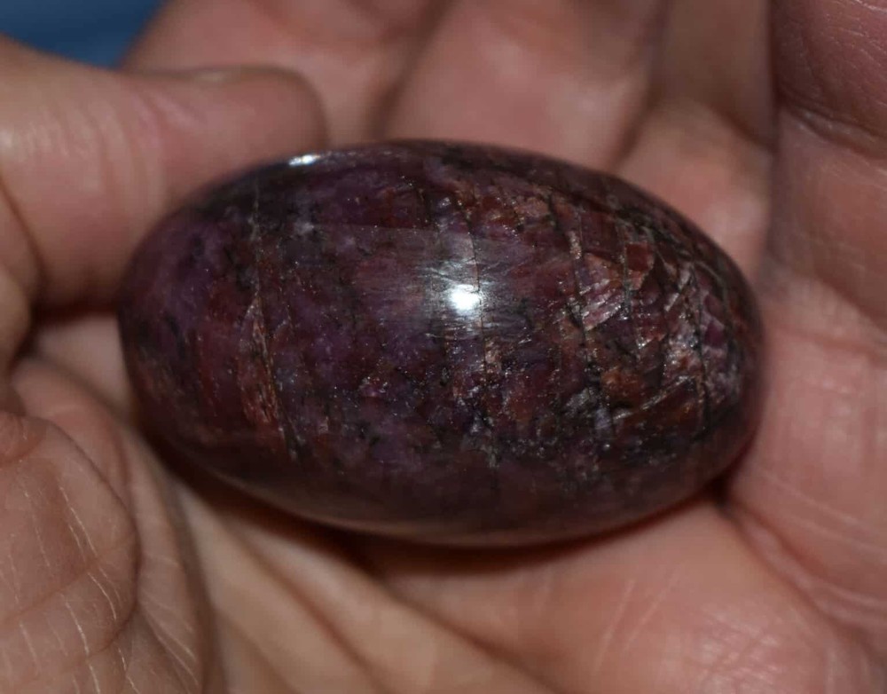Shimmering Ruby Soap-Shaped Palm Stone #2