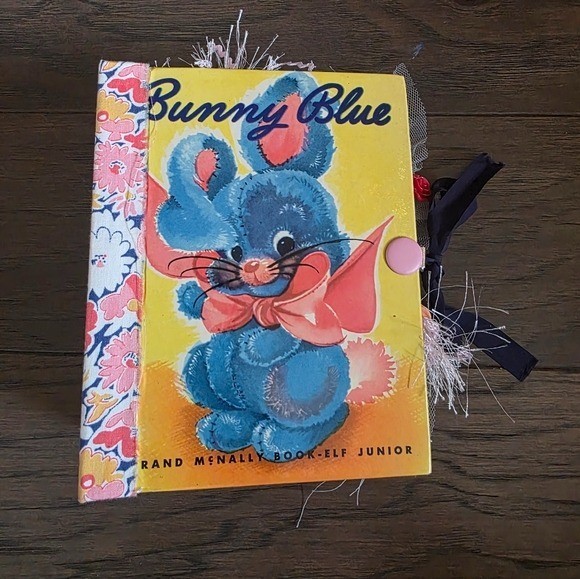 Bunny Blue A Rand Mcnally Junior Elf Book Handmade Junk Journal + Original Book