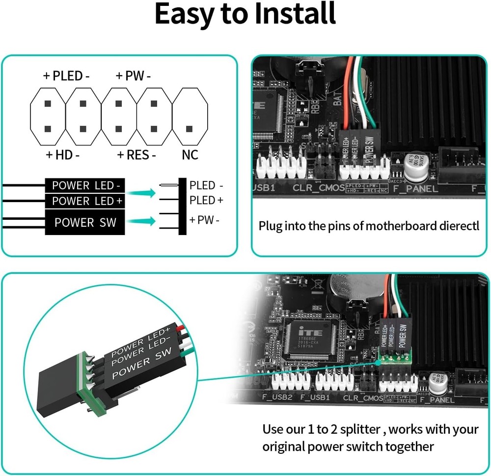 PC Power Button External Switch with LED for Desktop Computer Motherboard