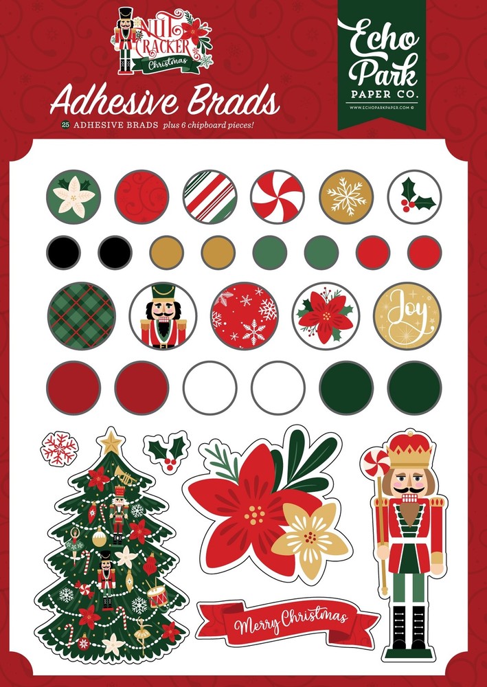 Echo Park Decorative Brads-Nutcracker Christmas