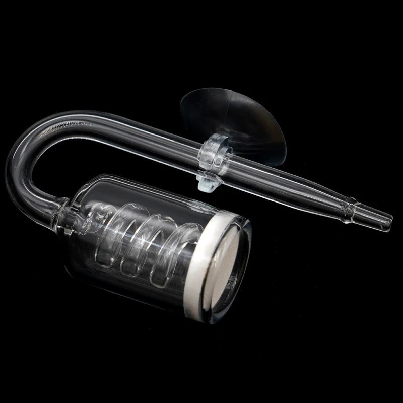 CO2 Diffuser Aquarium Glass Spiral Carbon Dioxide Atomizer Diffuser With Suction