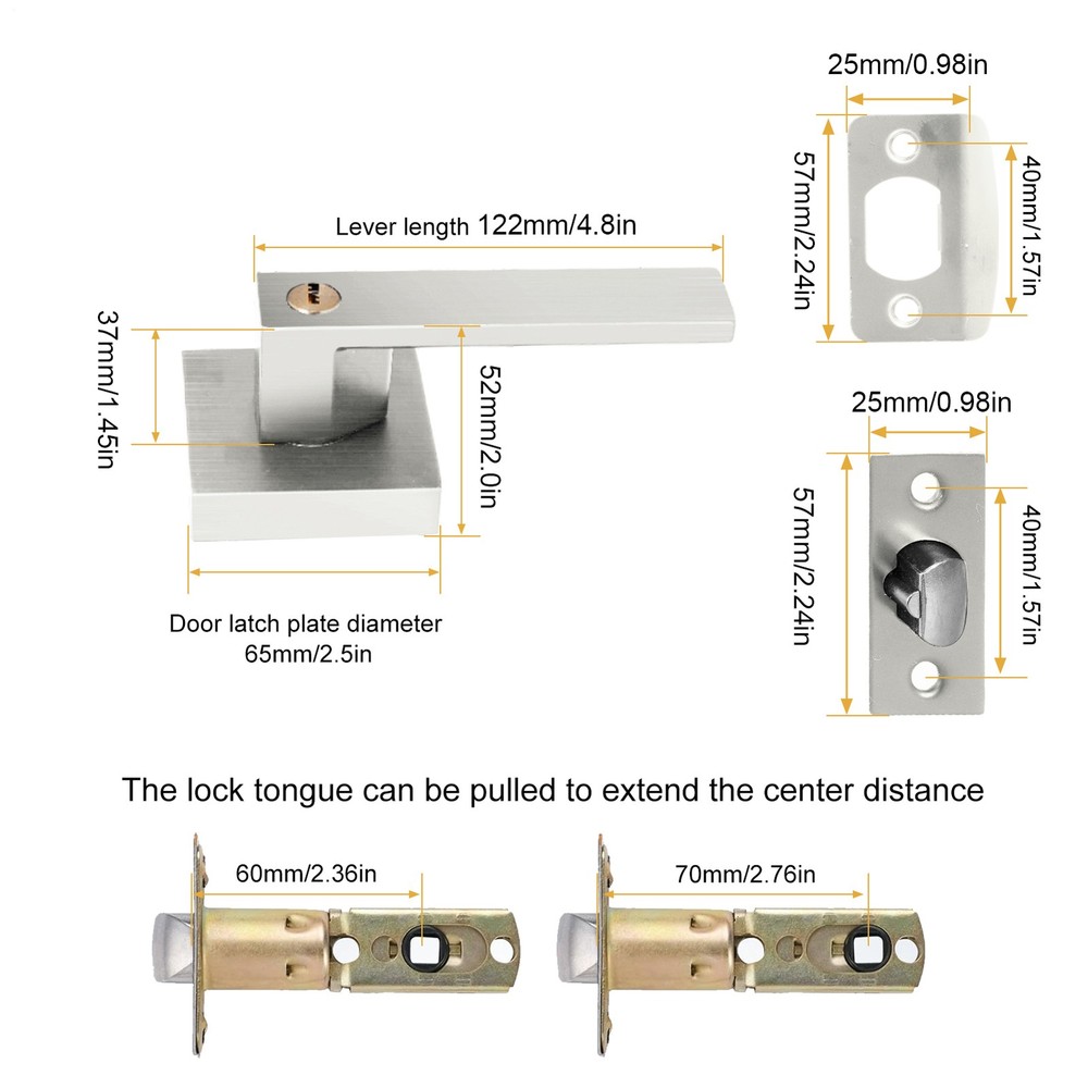 Silver Door Lever Privacy Passage Dummy Handle Interior Square Knobs 12 pack