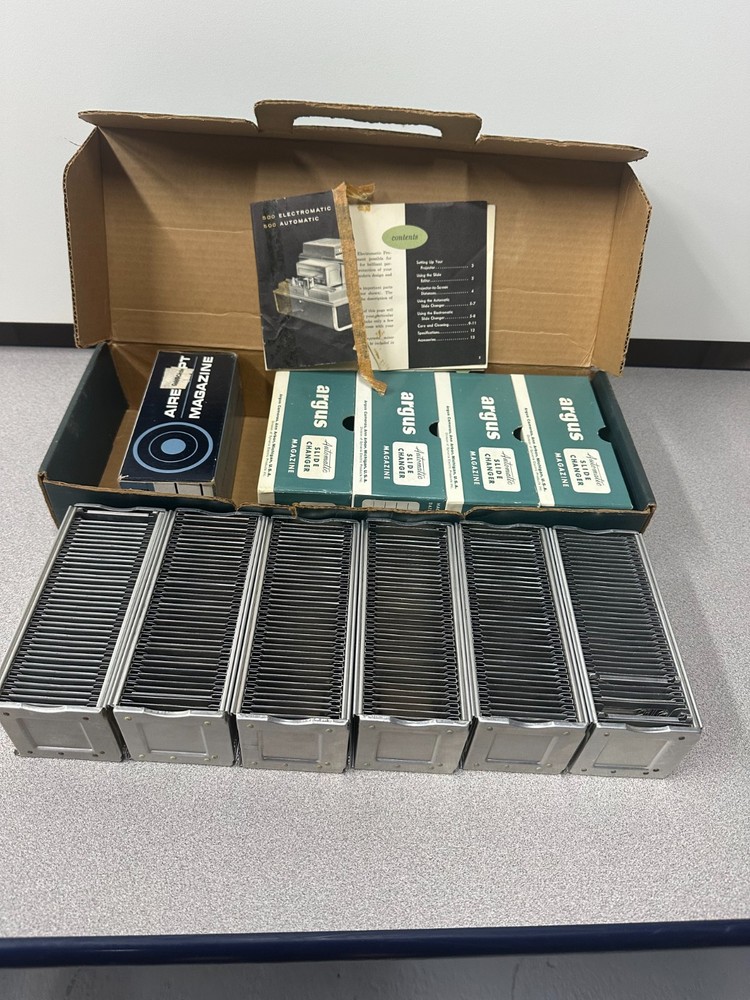 Argus Slide Magazines w/Boxes and Case