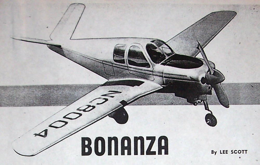 Two Sizes BEECH BONANZA V-TAIL PLANS & CONSTRUCTION ARTICLE for UC Model Planes