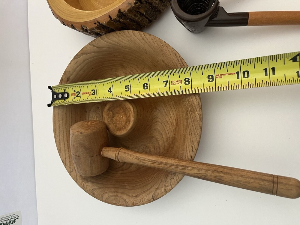 Vintage Nutcracker Complete Set With Log Bark & All Tool & Disposal Bowl