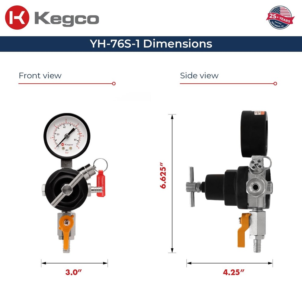 Secondary Regulator, Single Gauge, Black