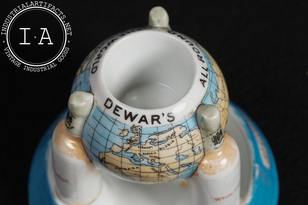 Dewar’s White Label Figural Globe Ceramic Match Holder