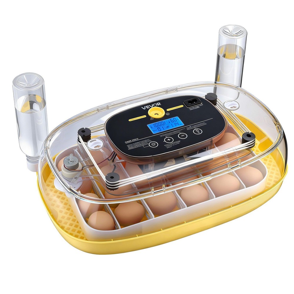 24 Egg Incubator, Automatic Egg Turner with LED Candler, Temperature & Hum