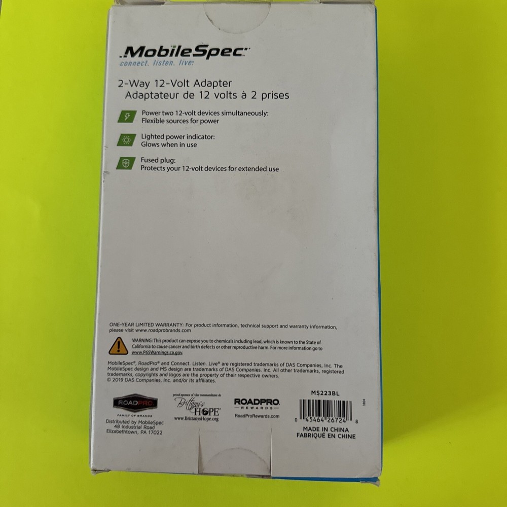 Two Way 12volt Adapter Mobile Spec Fused Plug New