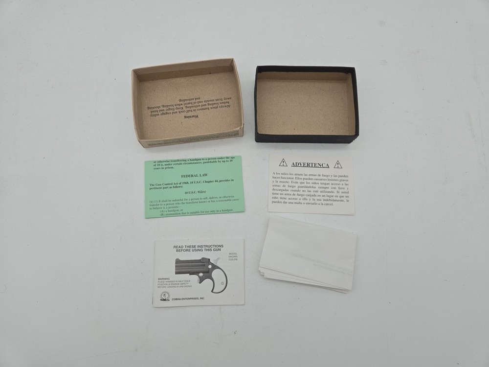 Cobra Firearms Model CB38SB .38 Caliber Derringer Empty Box w/Lock & Papers