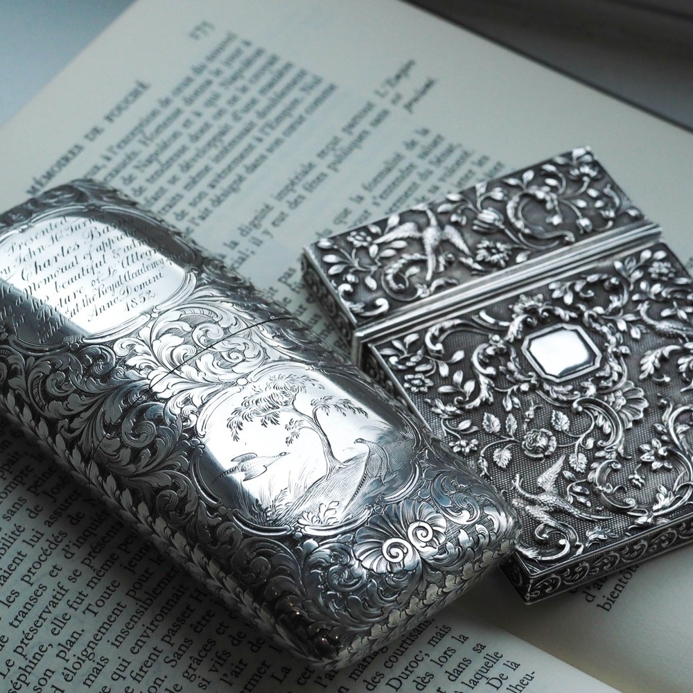 Antique Victorian Silver Cigar/Cheroot Case Profusely Engraved - Nathaniel Mills