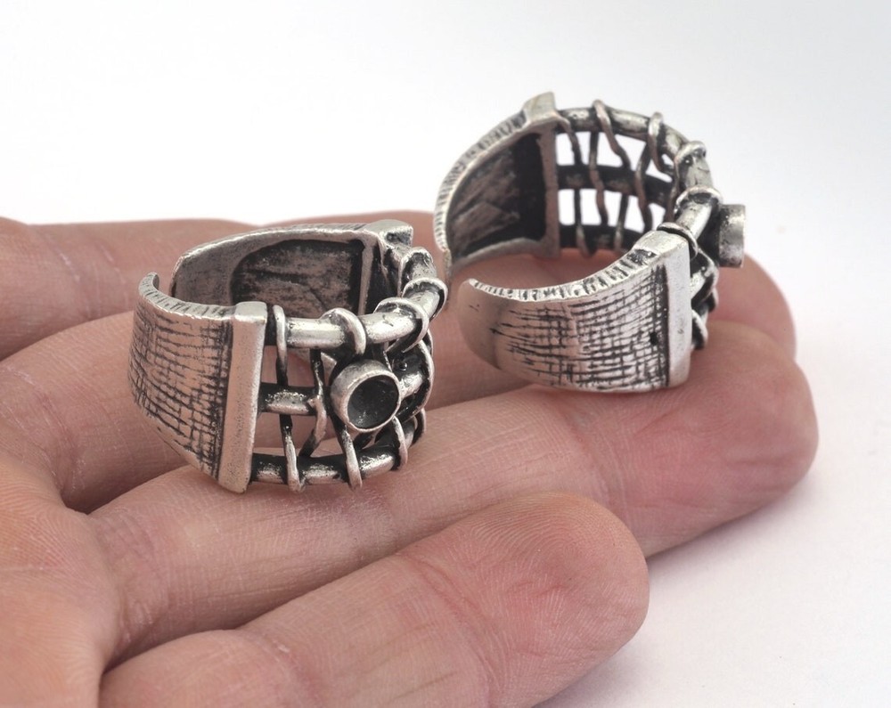Ring Adjustable Ring Setting Antique Silver Plated brass 8US size 3018