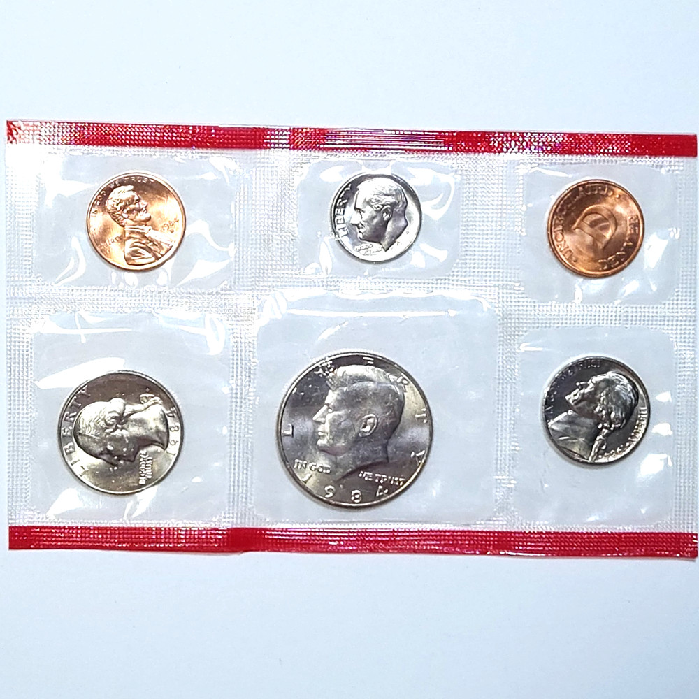 1984 D US Mint Set - 5 BU✨️ Coins/Mint Cello - Includes Mint Token
