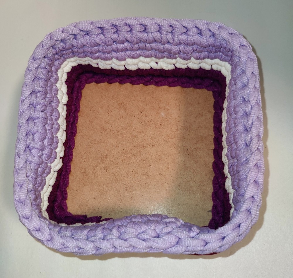 Nesting Baskets Crochet Purple White Lavender Basket Cottage Organizer Storage 3