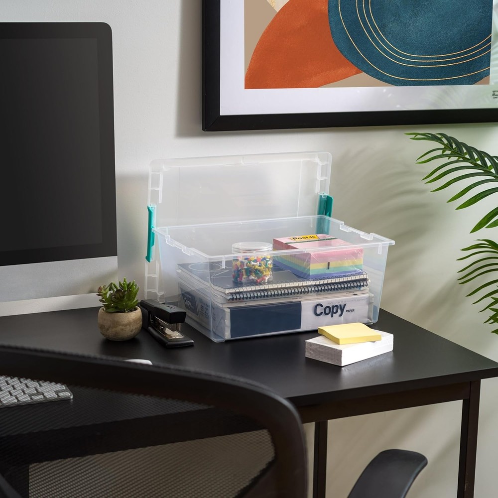 12-Quart Plastic Storage Container Set with Lids (4-Piece Set), Stackable