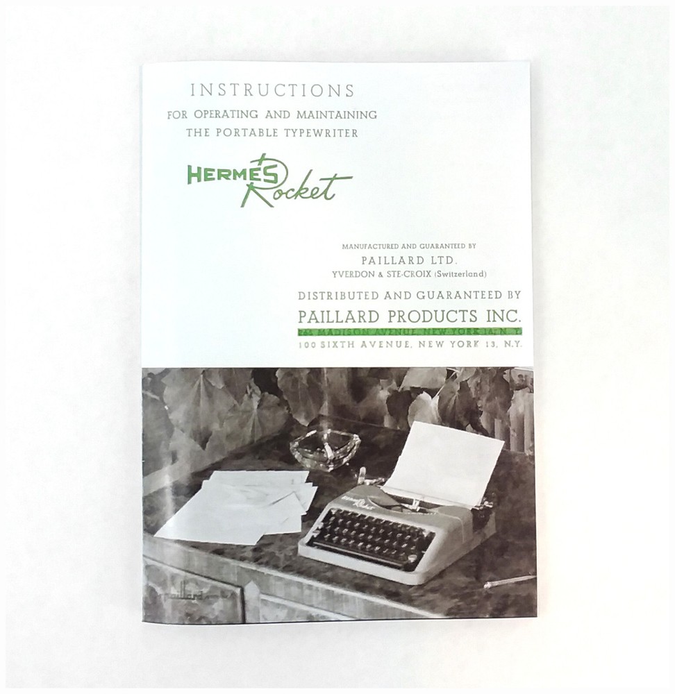 Hermes Rocket Typewriter (Black Key Model) Owner's User Instruction Manual