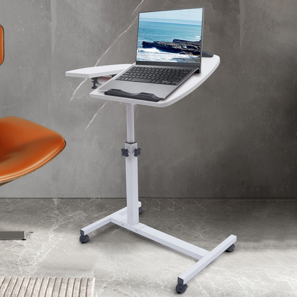 Over Bed Table Mobile Rolling Laptop Stand Computer Bedside Table Adjustable New