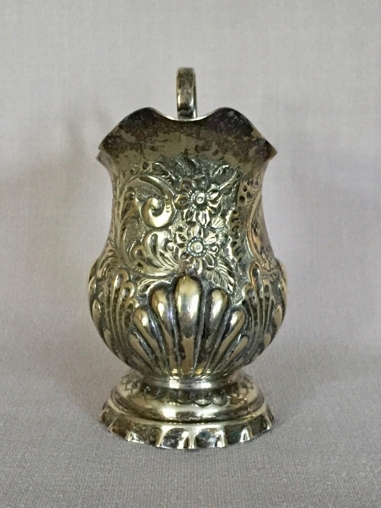 Antique Repousse Nickel Silver Cream Pitcher