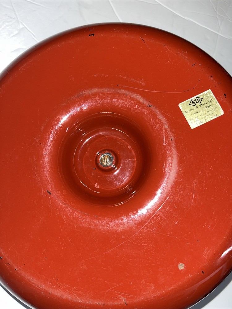 MCM SS Lacquer Ware Nutcracker Dish Bowl Red Vintage Japan