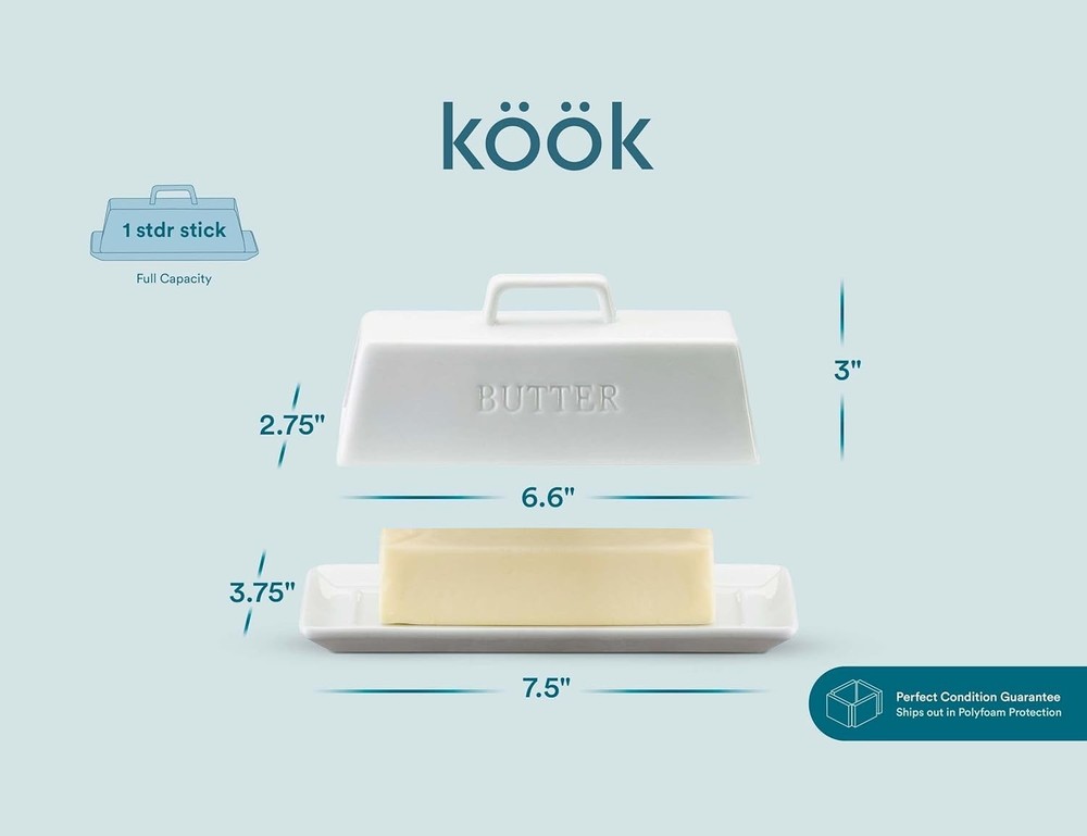 Stylish Rectangular Ceramic Butter Dish with Lid - Soft & Spreadable Convenience