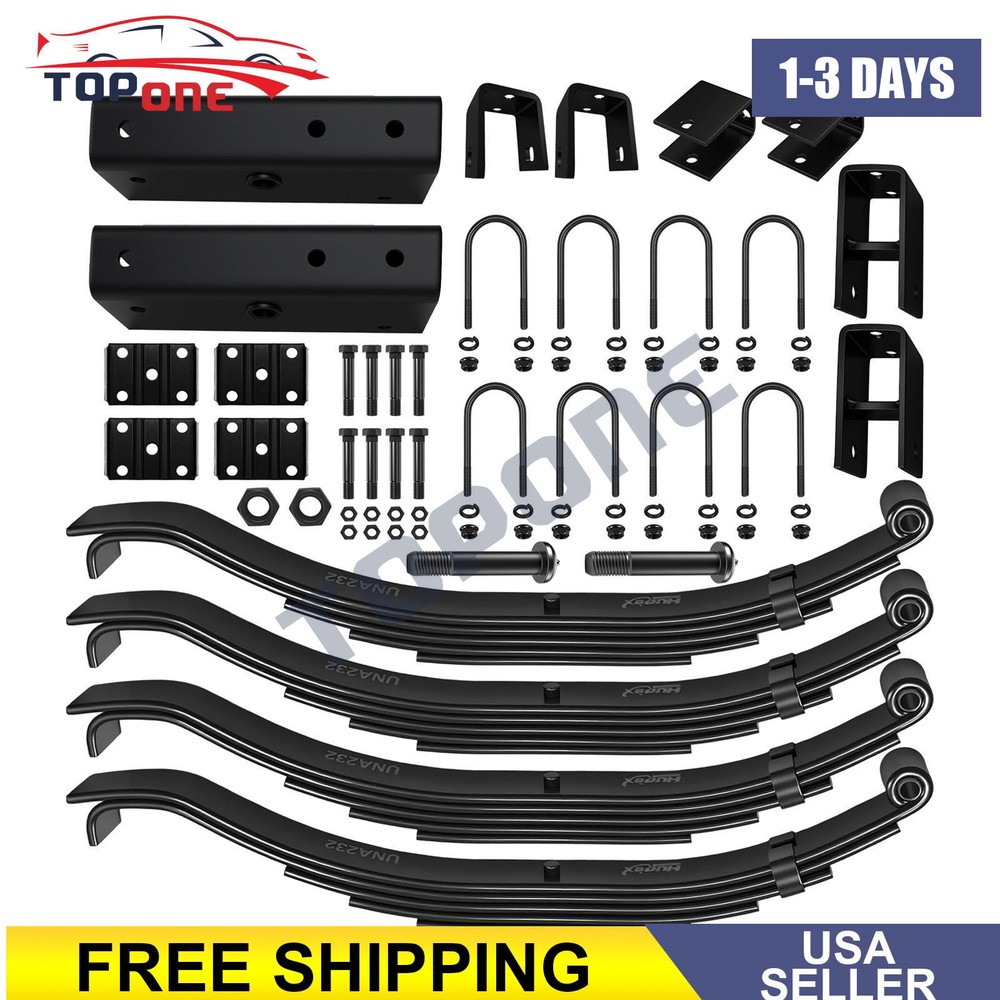 For 7K 7000lb Tandem Trailer Axle Suspension 5 Leaf Springs U-bolt + Hanger Kit