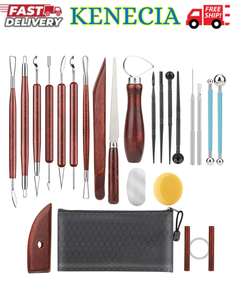 23PCS Clay Sculpting Tools Set Pottery Ceramic Polymer Modeling Kit Supplies
