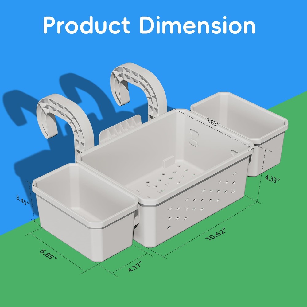 Poolside Storage for Above Ground Pool Accessories, Thickened Plastic Pool Ba...