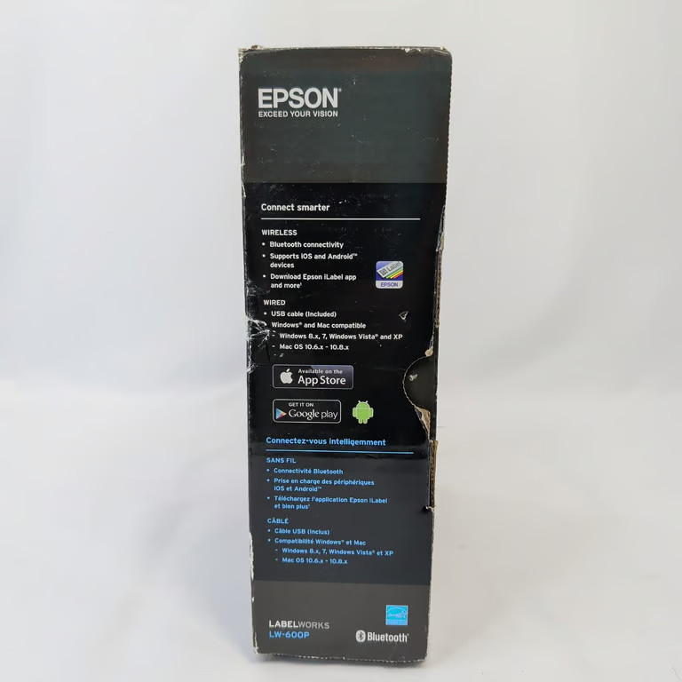 Epson LabelWorks LW-600P Portable Bluetooth Label Printer Maker iOS Android PC