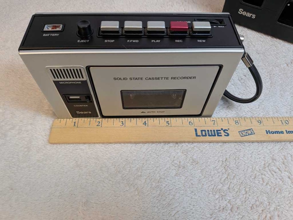 Sears Solid State Cassette Recorder Auto Stop - Portable w/ Case