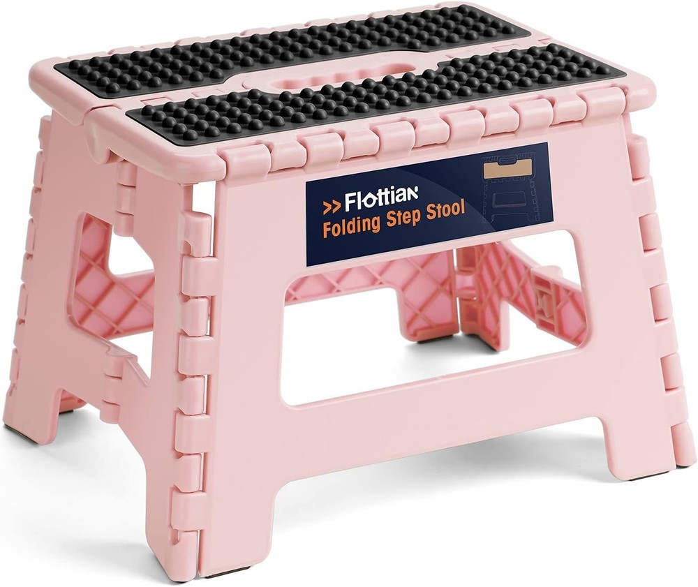 Portable Sakura Pink Step Stool - Foldable Design, Sturdy & Safe for All Ages