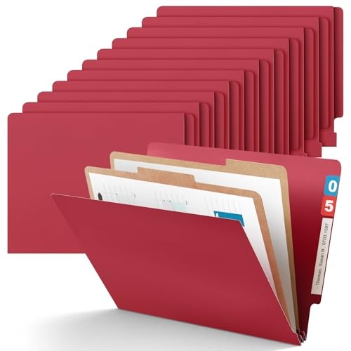 24 Pcs Classification Folders Letter Sizes Pressboard File Dark Red 2 Divider