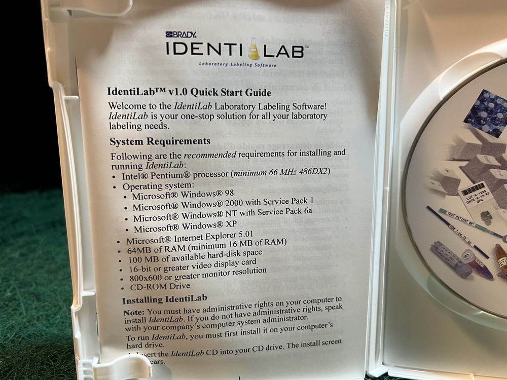 BRADY IDENTILAB LABORATORY LABELING SOFTWARE