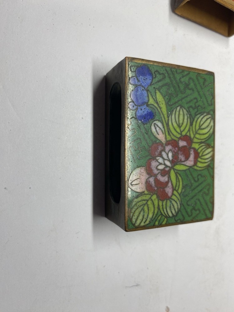 Vintage Brass And Enamel Match Box Matchbox