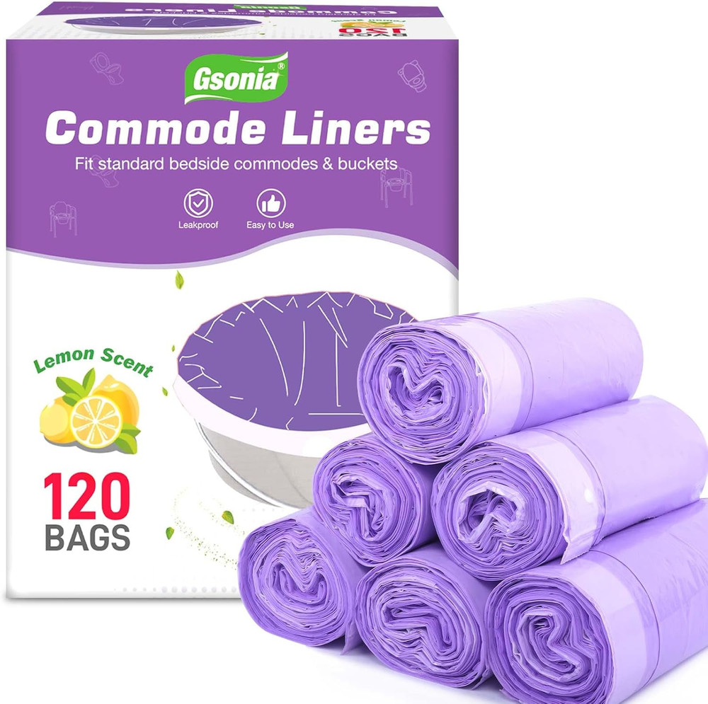 120 Pack Disposable Bedside Commode Liners with Drawstring – Leak-Proof, Odor Co
