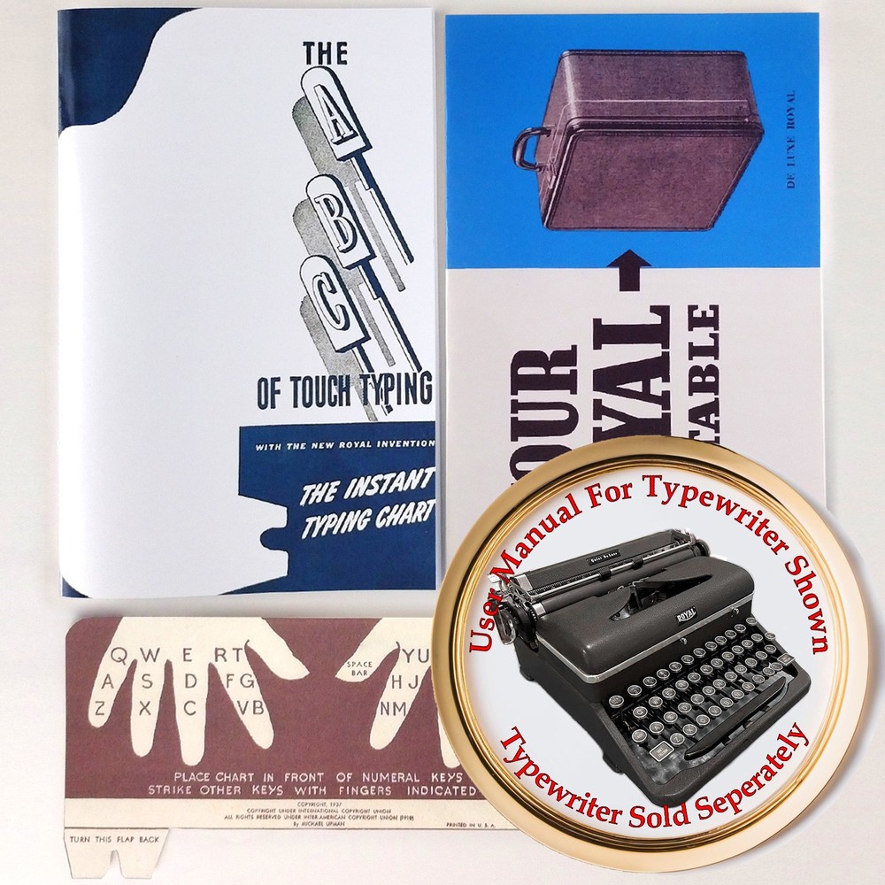 Royal Quiet Deluxe 40s Typewriter User Owners Manuals & Chart Complete Documents