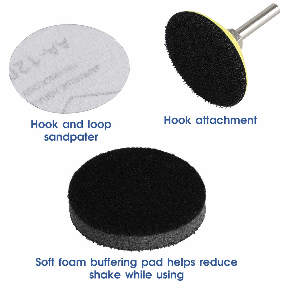 100PCS 2" Sanding Disc Sand Paper Hook Loop Sander+Backer Pad+M6 Drill Adapter