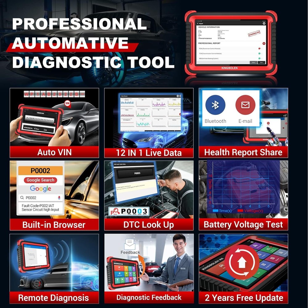 KINGBOLEN K8 Pro ALL System Bidirectional Diagnostic Scanner ECU Key Coding TPMS